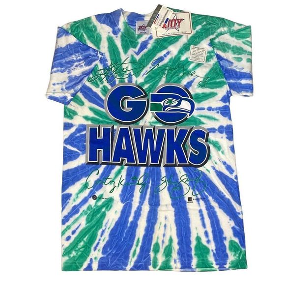 Vintage Seattle Seahawks T Shirt Deadstock Medium Tie Dye NWT Springs Galloway - Picture 2 of 8